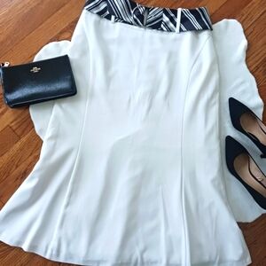 Lifestyle Attitude • Women's White Mermaid Hem Striped Belt Long Skirt
